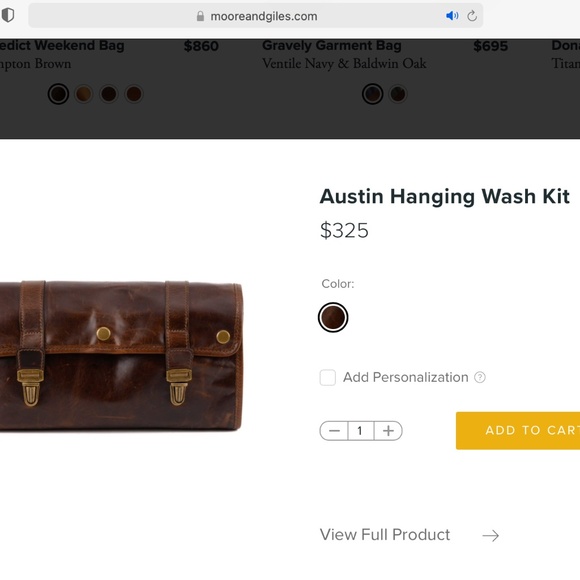 Moore & Giles Austin Hanging Leather Wash Kit - Picture 7 of 7